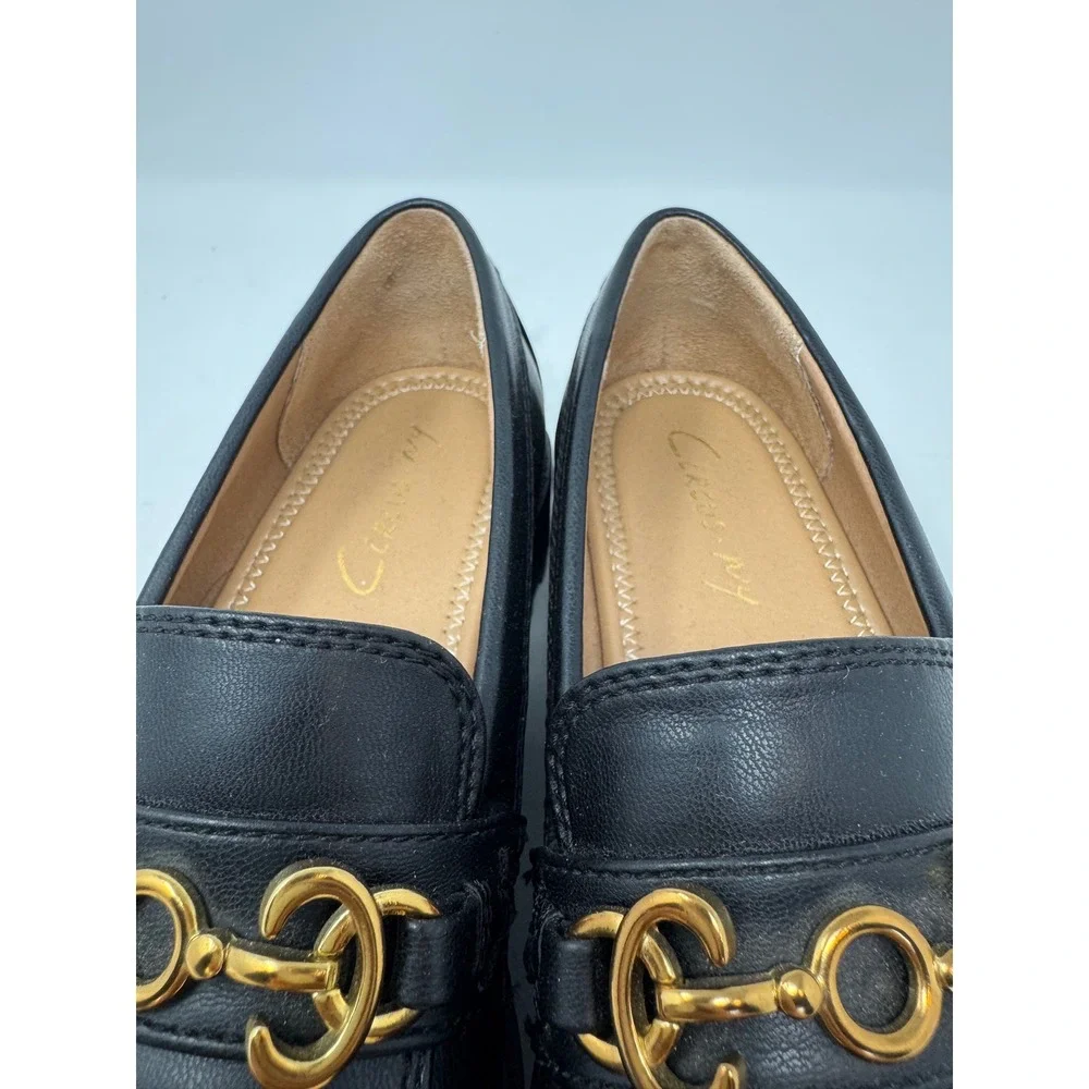 Circus NY by Sam Edelman Deana‎ Black Lug Sole Horsebit Loafers Platform Size 6M